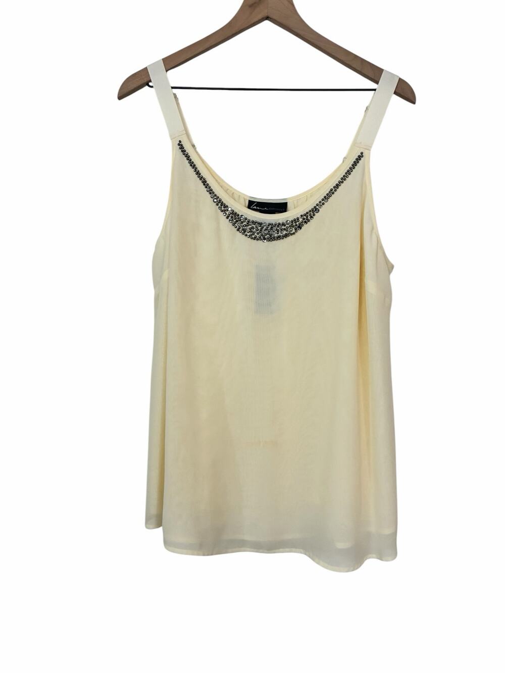 Lane Bryant Cream Beaded Embellished Adjustable Strap Blouse Womens Size 22